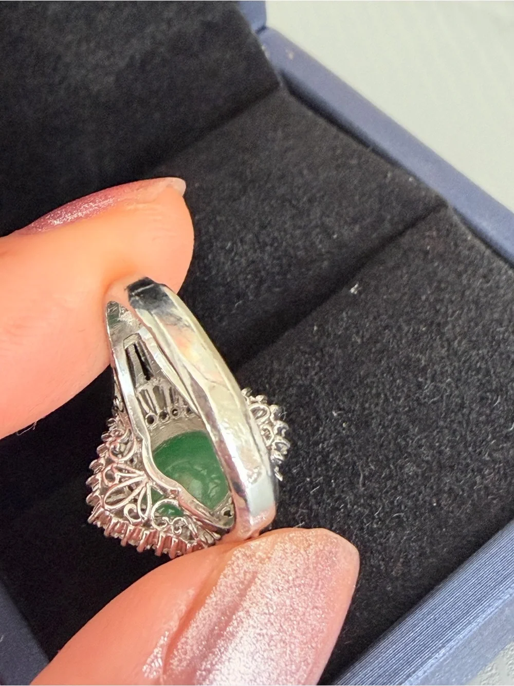 Natural Jade and natural diamonds Ring - Women Jewelry